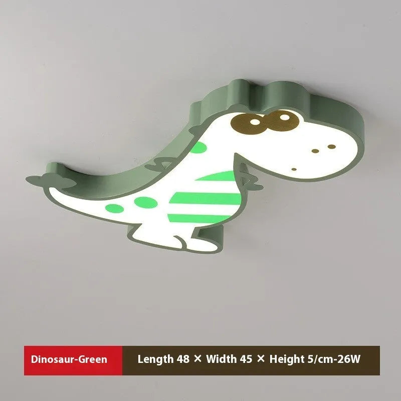 48cm cartoon dinosaur ceiling light with PVC shade and aluminium body in green or pink for bedroom