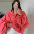 Women's watermelon red mulberry silk hooded sweater sleeveless pullover