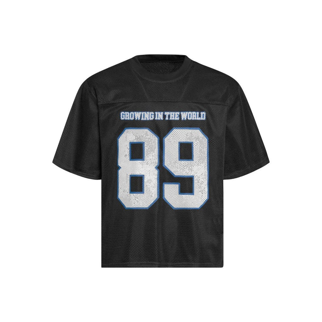 Men's loose-fitting casual t-shirt in black and white colour options showing regular sleeve length