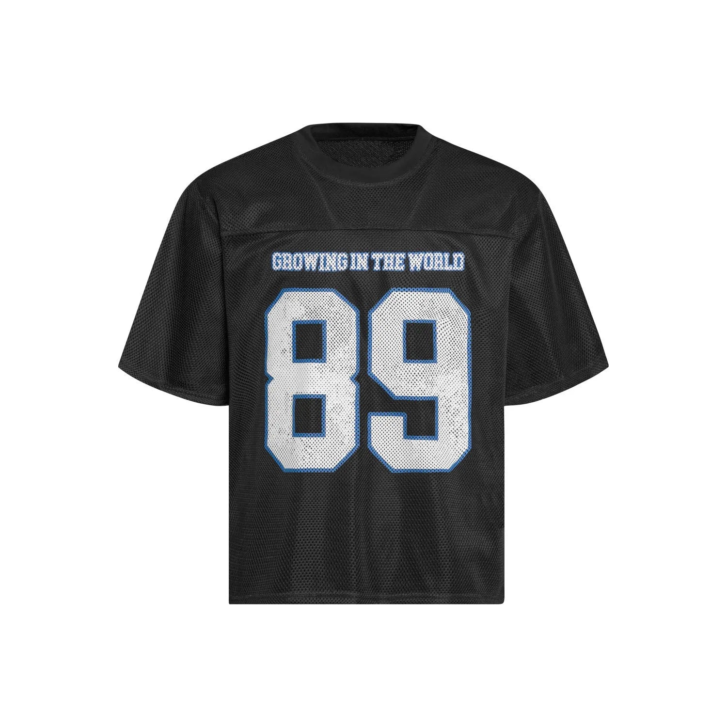 Men's loose-fitting casual t-shirt in black and white colour options showing regular sleeve length