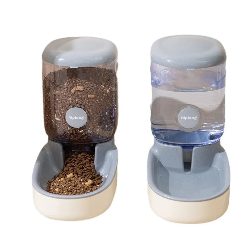 Automatic pet water fountain or feeder with 3.8L capacity in grey, blue, pink, or green colour