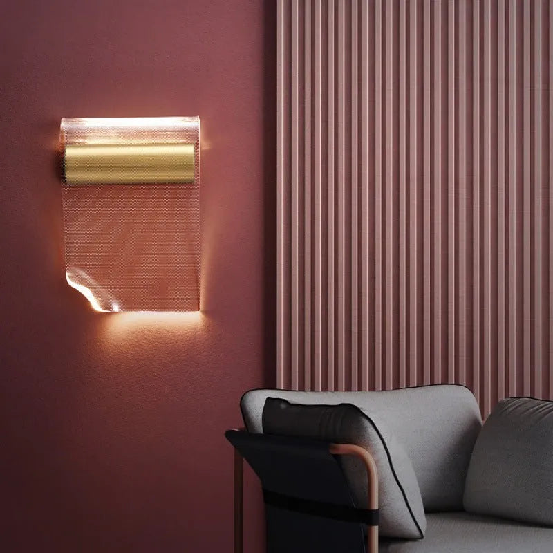Modern wall lamp with acrylic shade in left bend orientation for bedside or living room