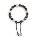 Black agate map stone volcanic rock bracelet with diamond beads in new Chinese style, shown in 10mm and 8mm widths.