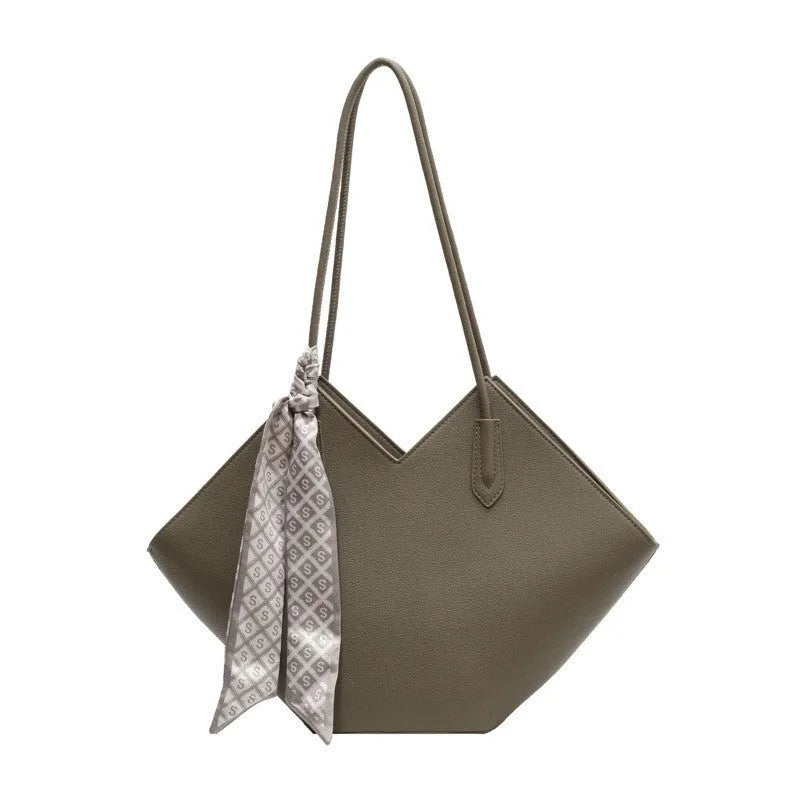 Women's black PU leather shoulder bag with 43cm width and sandwich pocket exterior design
