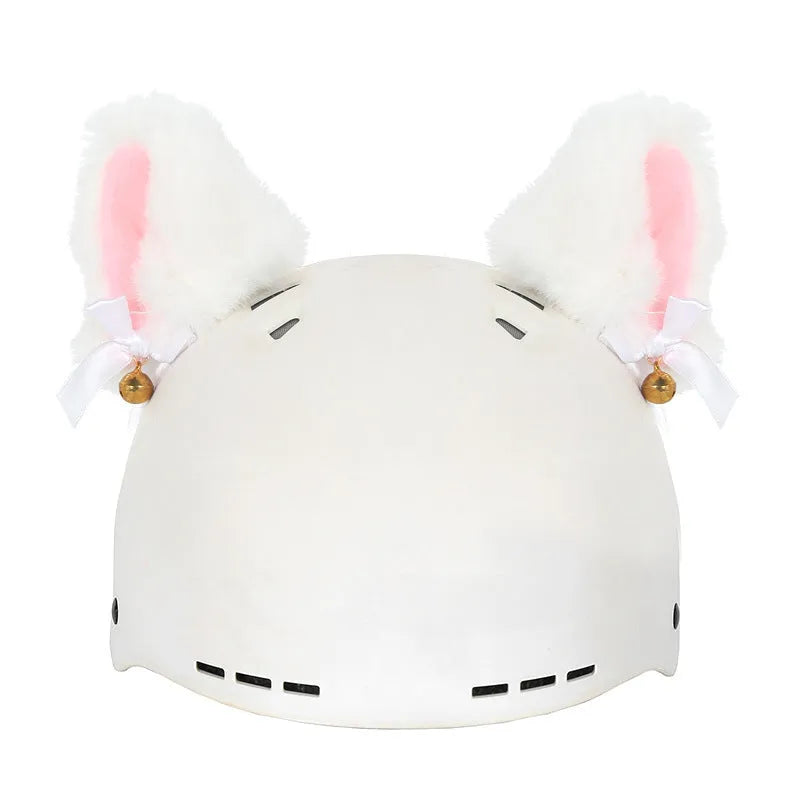 Cartoon-themed plush fabric helmet cover and ear decorations set for motorcycles and bicycles.