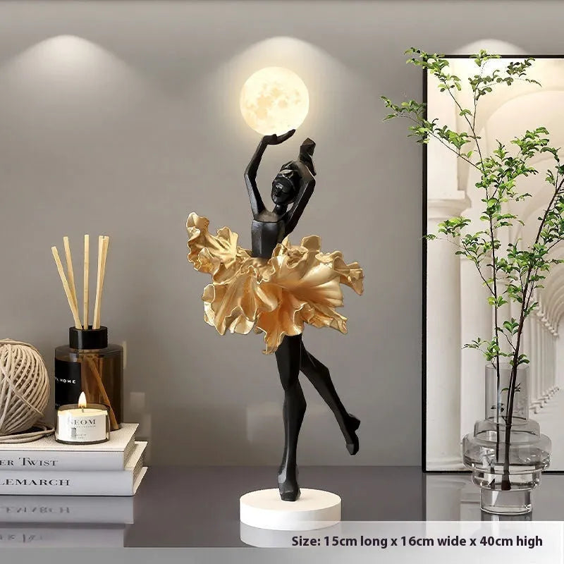 Art girl decorative night lamp in resin with USB charging, available in four colours