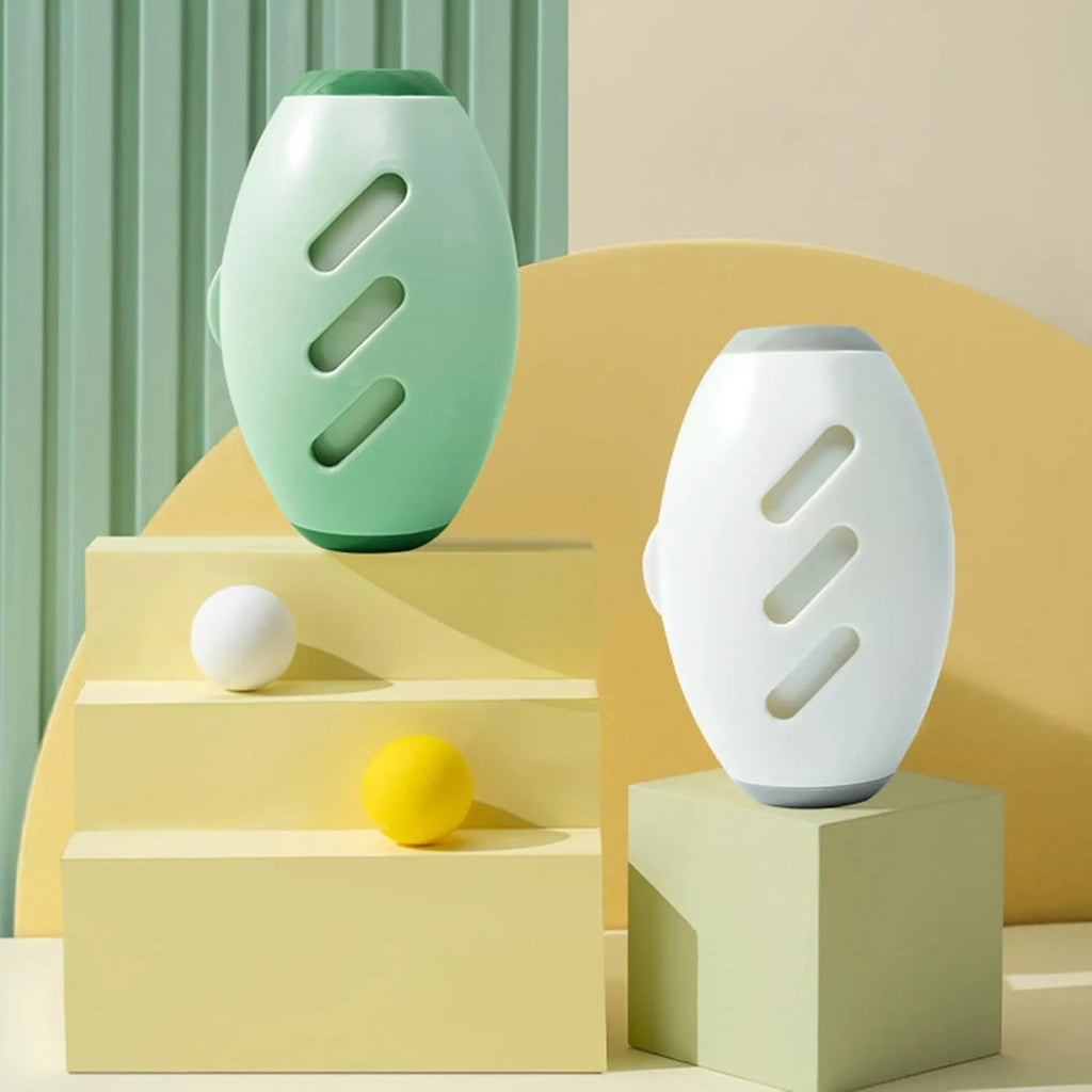 Green and white reusable gel lint roller ball for portable pet hair and lint removal.