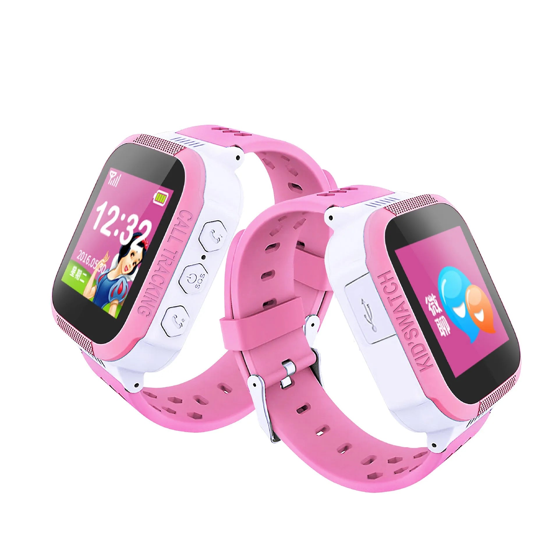Blue and pink children's phone watch with 1.44 inch IPS colour screen