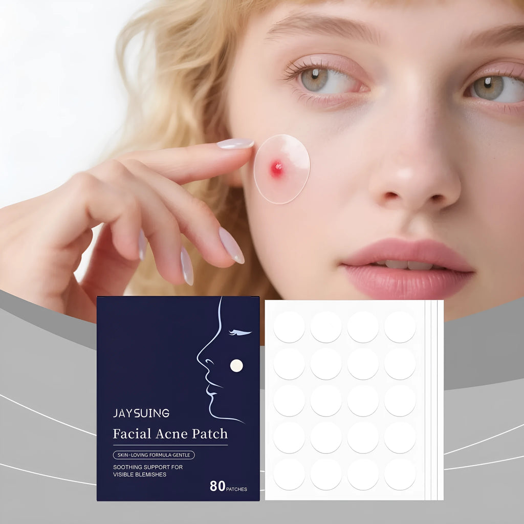 Pack of 80 hydrocolloid acne patches for facial spot treatment and blemish care