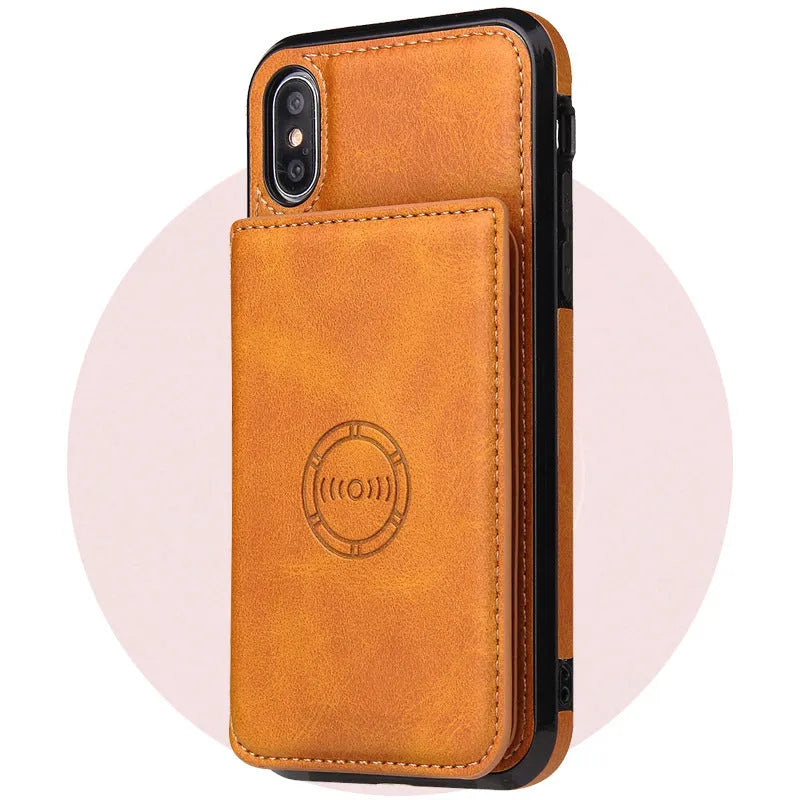 Imitation leather card wallet phone case for iPhone 11 in business-style solid colours