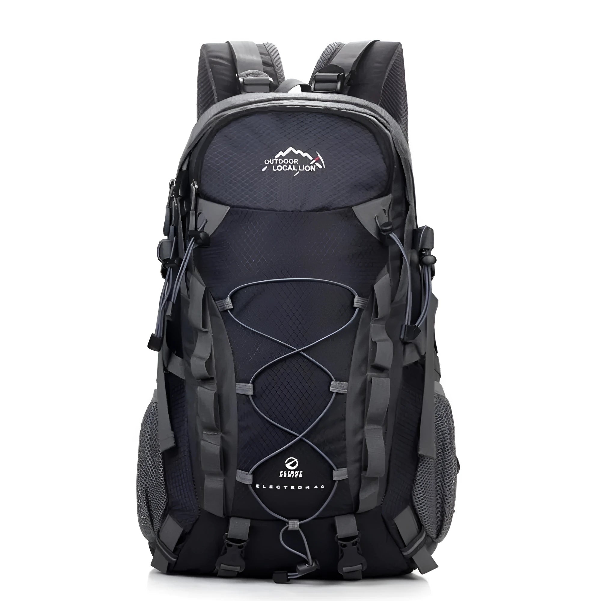 Green polyester leisure sports backpack with 32cm width 50cm height dimensions for outdoor activities