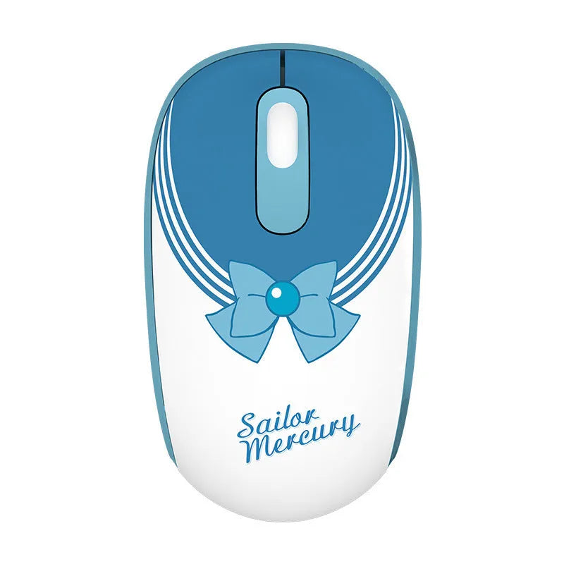 Sailor Moon pink wireless computer mouse with USB receiver showing cartoon character design