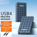 USB4 aluminium hard disk enclosure with cooling fan option measuring 50x118x13mm