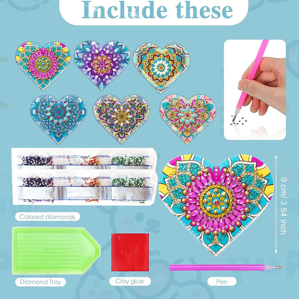 Six handmade PU leather bookmarks with crystal flower decorations in modern frameless design