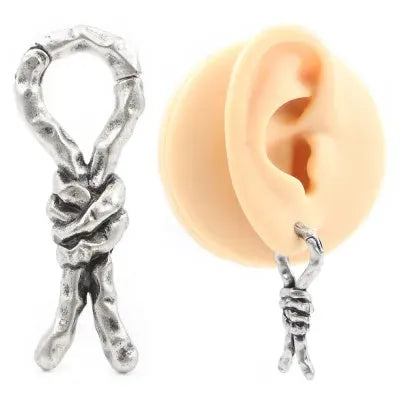 Copper piercing earrings with creative bends and hitches geometric design for auricle placement
