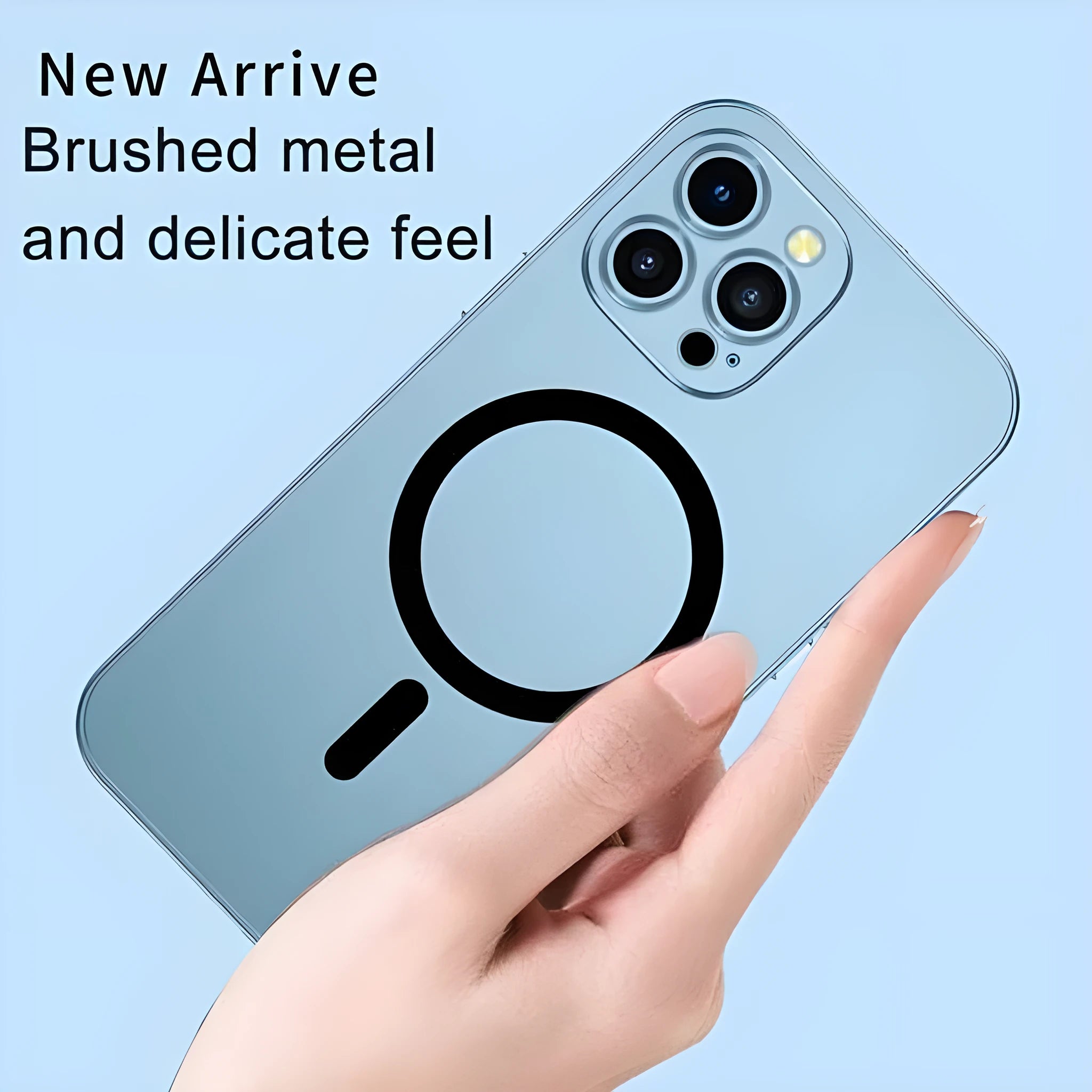 Aluminium alloy frame magnetic snap-on protective case for iPhone in five colour options.