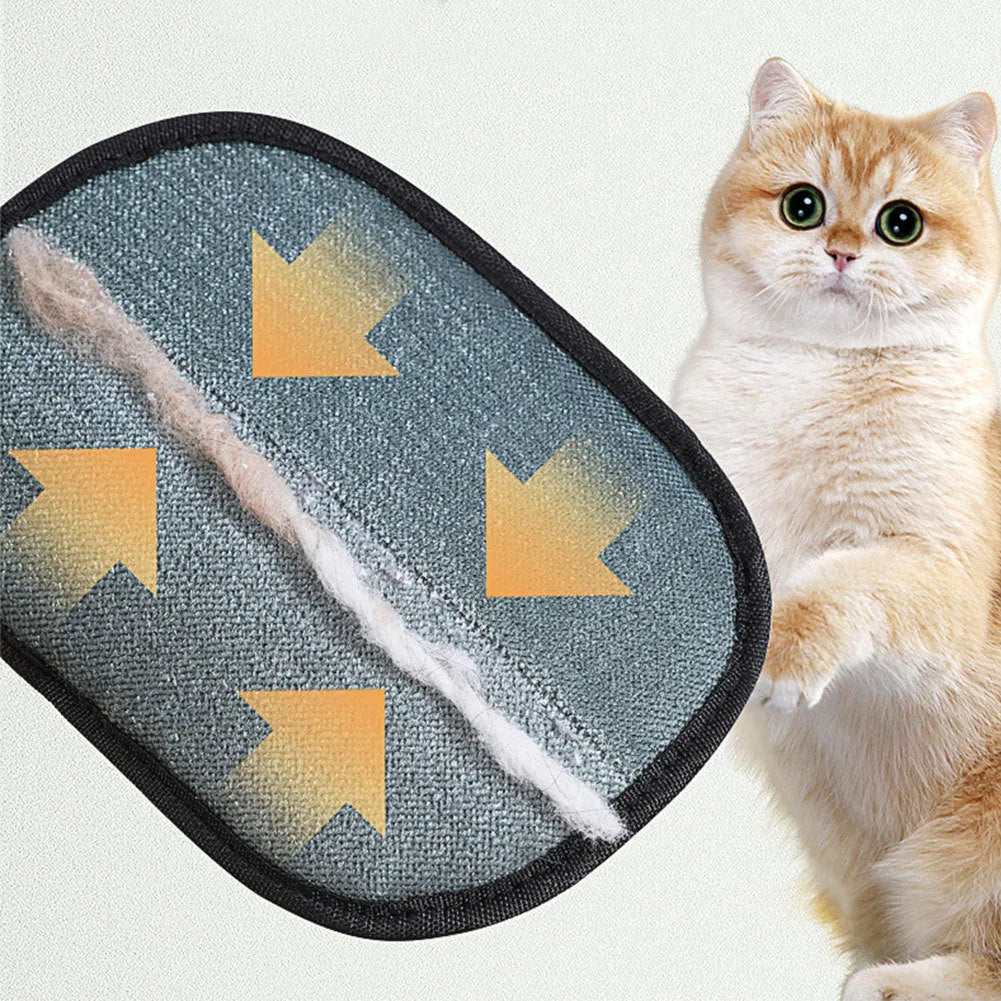 Black pet hair remover glove with silicone bristles for deshedding dogs and cats