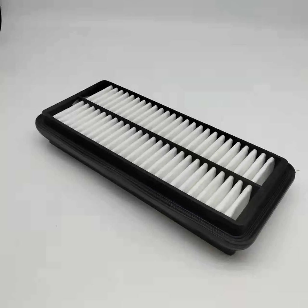 Black car air filter measuring 256x113x40mm for modern vehicle replacement