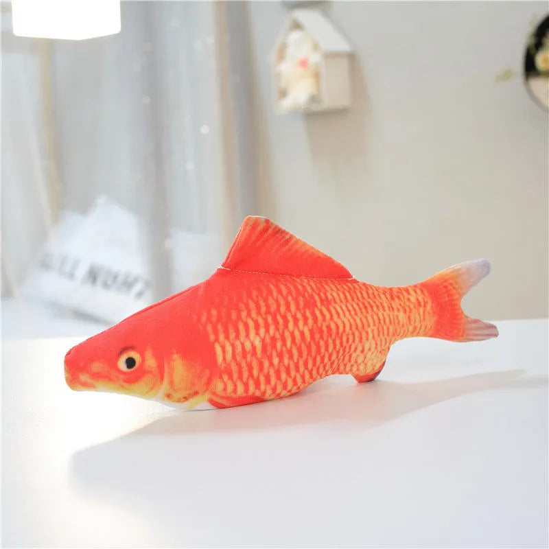 Electronic jumping fish cat toy with USB charging cable, 30cm multicolour fish design