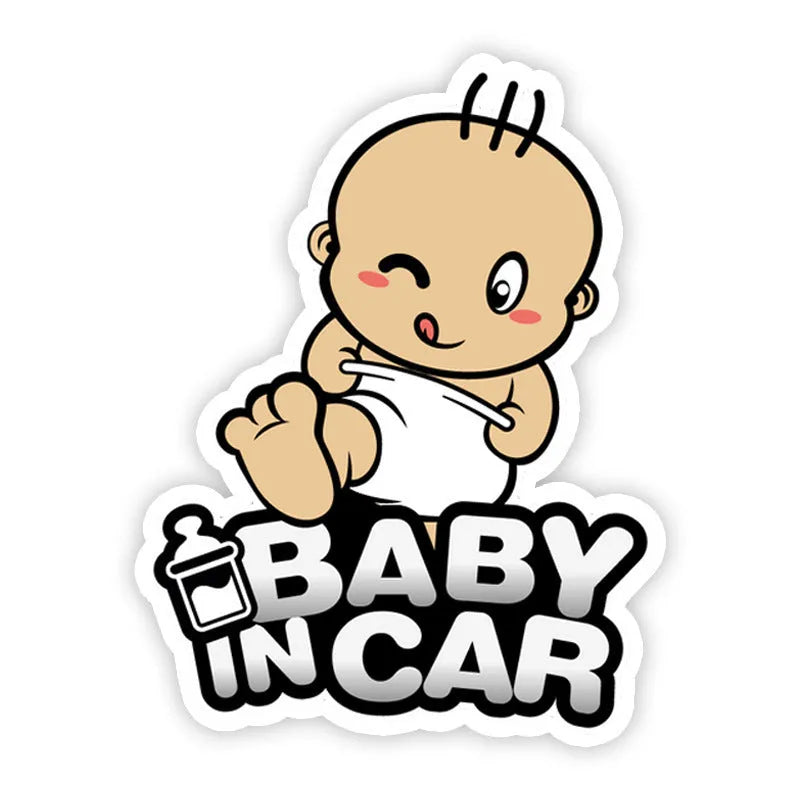 Baby on board reflective car bumper sticker with PET material in ten different baby designs