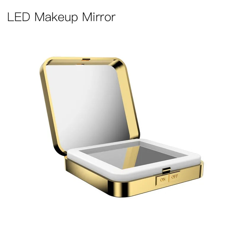 Makeup mirror with magnification and adjustable lighting in black or white colour