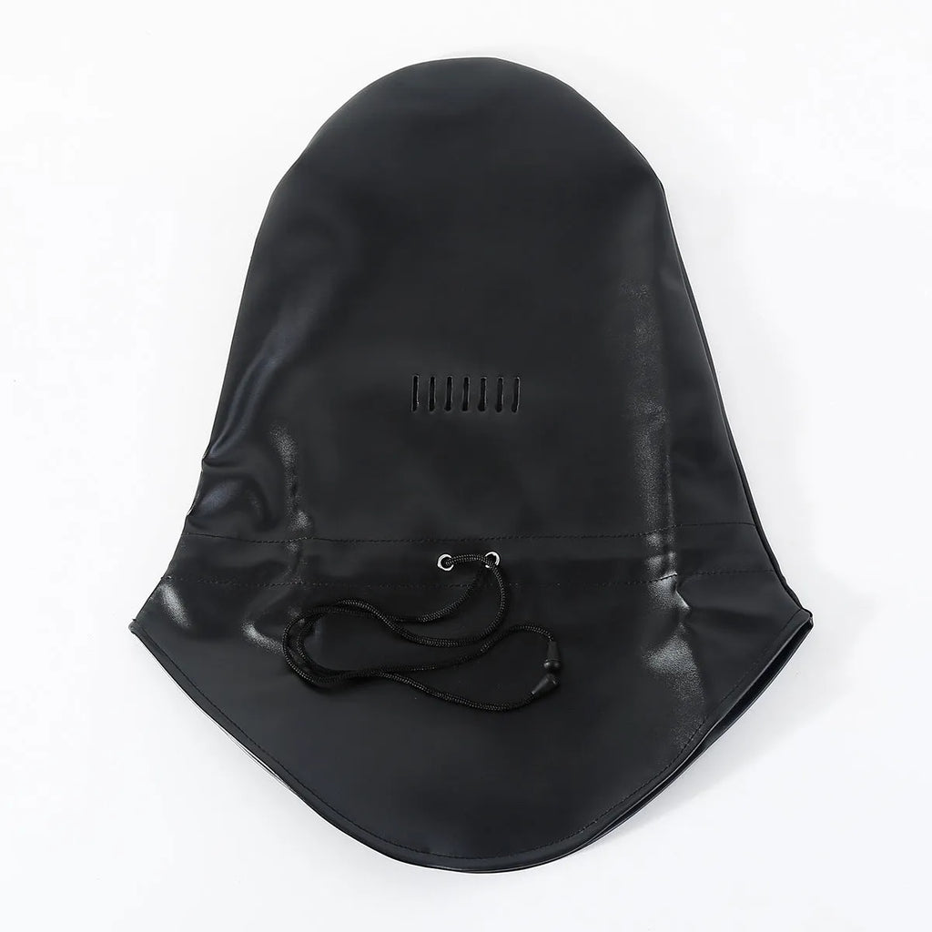 Black PU leather breathable BDSM mask fetish training prop