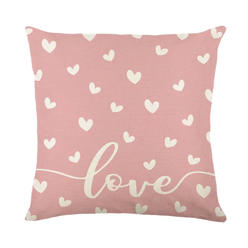 Square plaid heart printed pillow cover for Valentine's Day in 45x45cm size