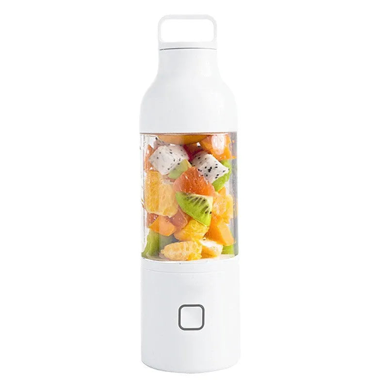 Portable mini juice cup blender with 180W motor and high borosilicate glass liner in pink on a white surface