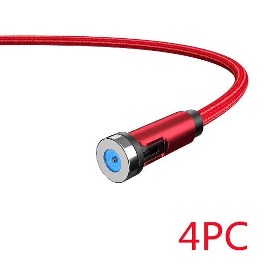 Essager black magnetic USB charging cable with rotating head and blue LED light on a white background.