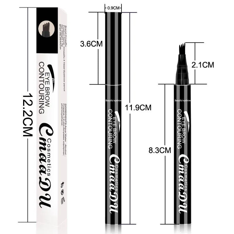CmaaDu 4-head eyebrow pencil with four-point tip in black brown and grey colour options