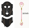 Black gold hard shell IPL and LED facial beauty mask with touch screen and adjustable headband.