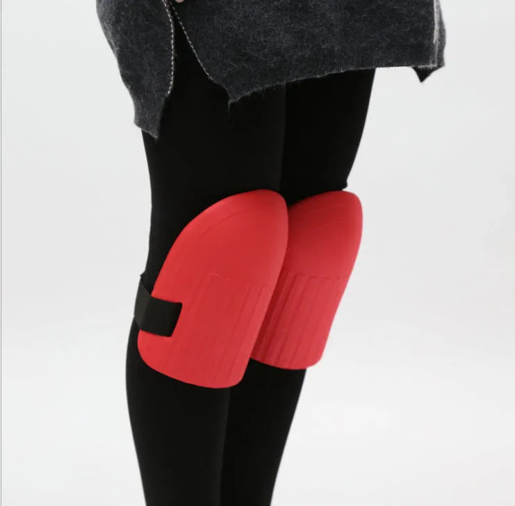 A pair of high-density EVA foam knee pads for gardening and work, shown in army green colour.