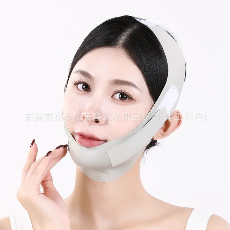 Graphene 9.0 face shaping mask in purple and green colours for facial lifting and tightening support
