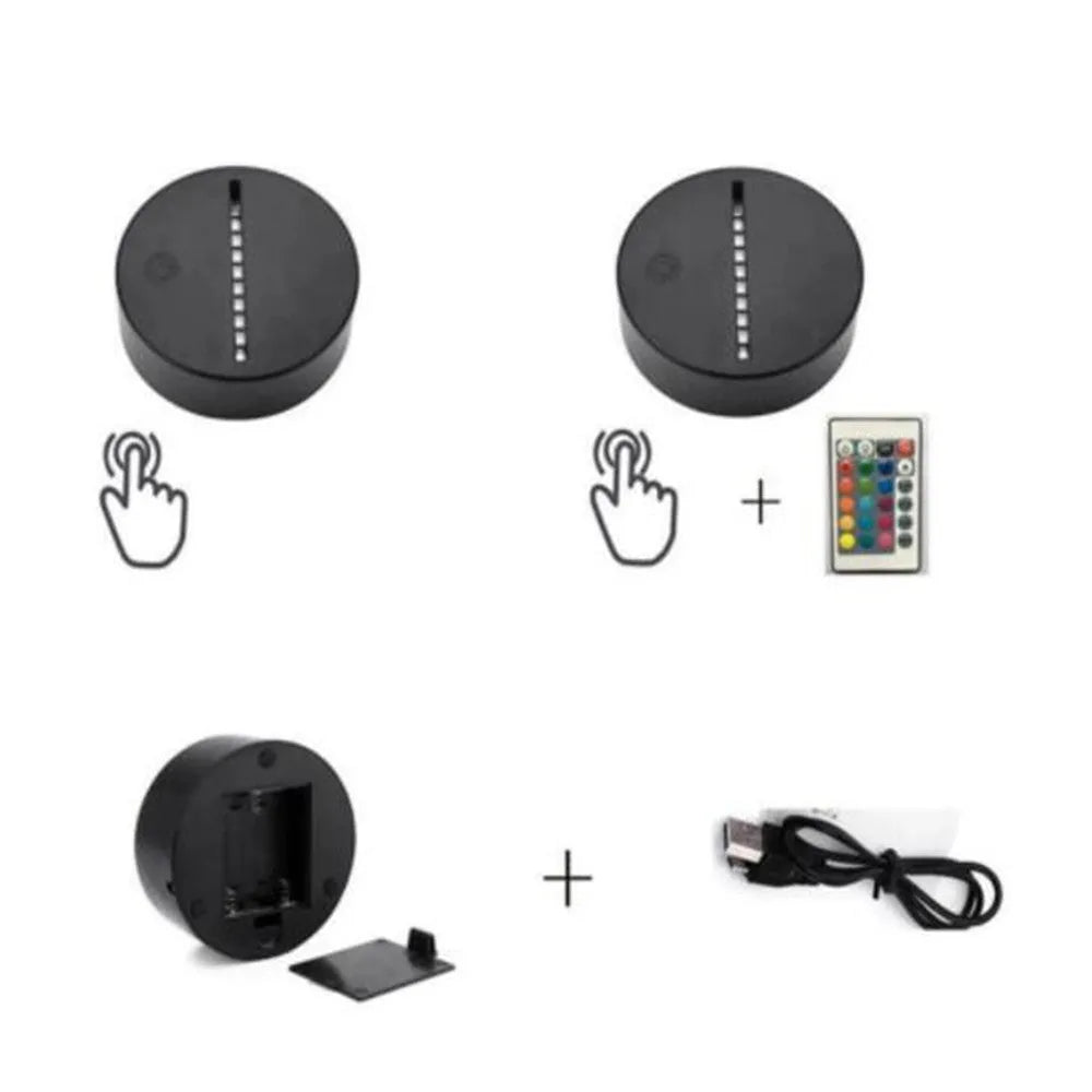 Panda night light with remote control and touch switch showing seven colour options