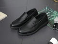 Men's casual slip-on shoes with microfiber upper, rubber sole, black tassel detailing, low top wedge heel