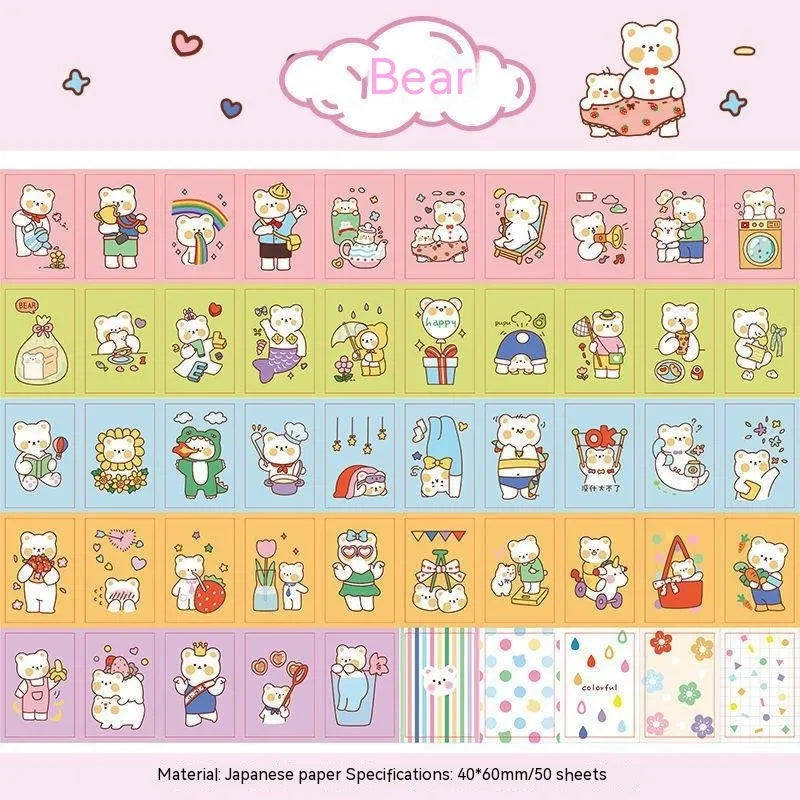 Japanese cartoon character stickers with heart and lollipop motifs measuring 40mm by 60mm