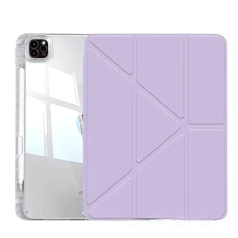 Transparent acrylic tablet protective cover with magnetic bracket for iPad models