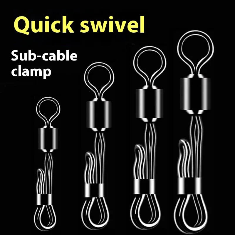 Brass quick change fishing swivel bearing with 8-word ring for attaching leaders and lures