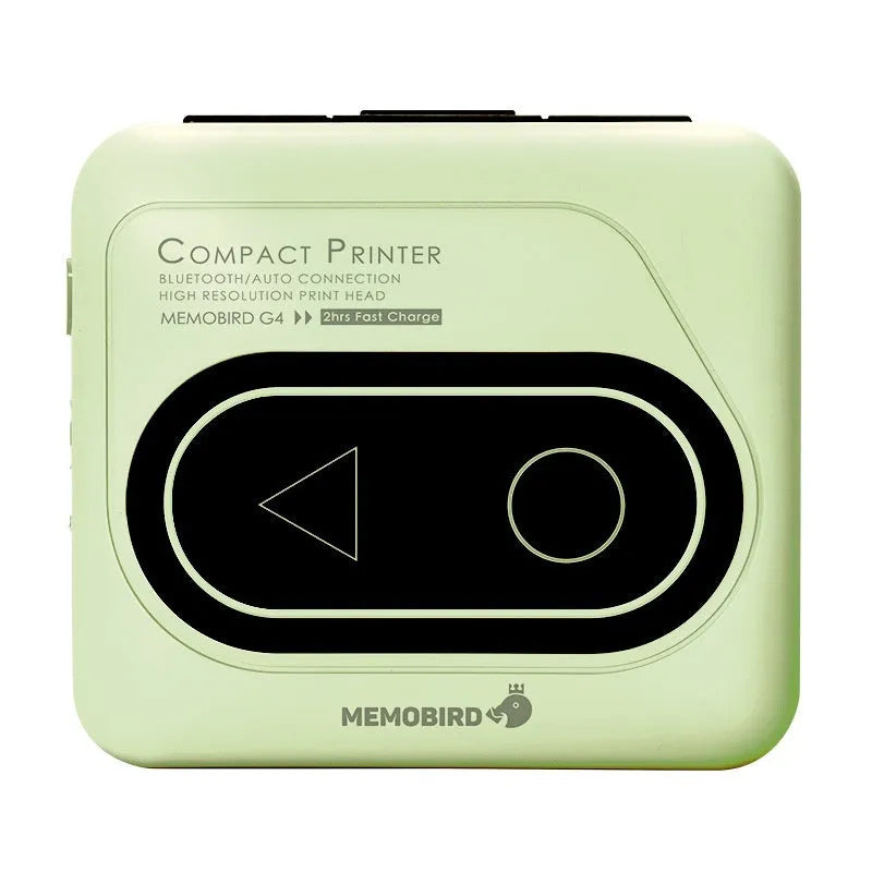 Compact Avocado Green mini Bluetooth thermal printer for mobile phone text printing.