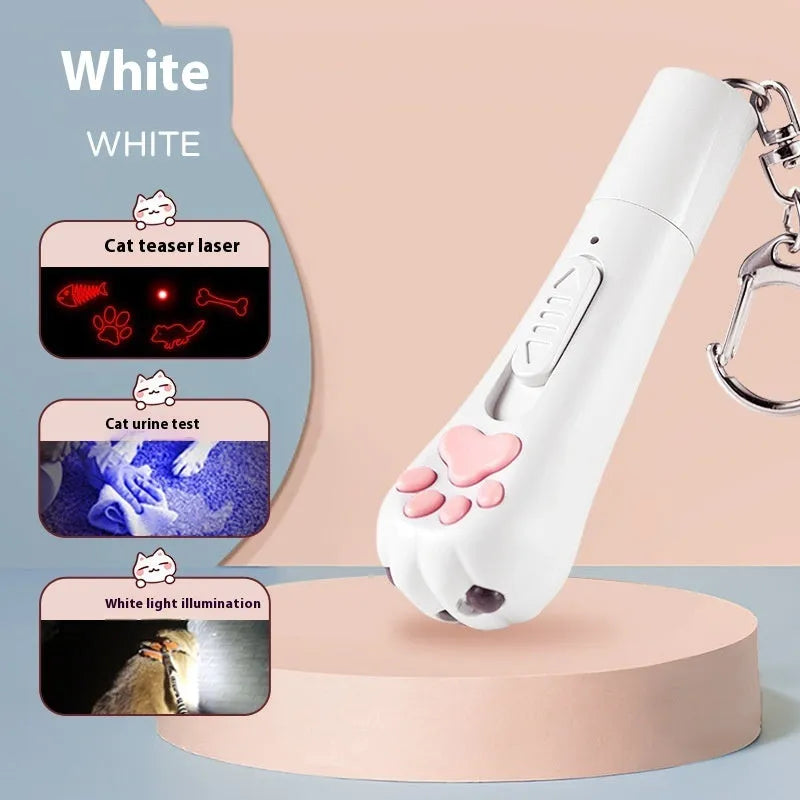Funny cat pen light charging toy with self-hi relieving stuffy in pink, cream white, or sky blue colour options