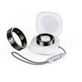 Black ceramic smart ring for health monitoring on a finger