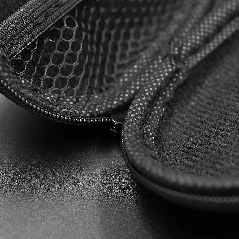 Black oval leather earphone storage bag with carry handle for EDX PRO and ZEX PRO headphones