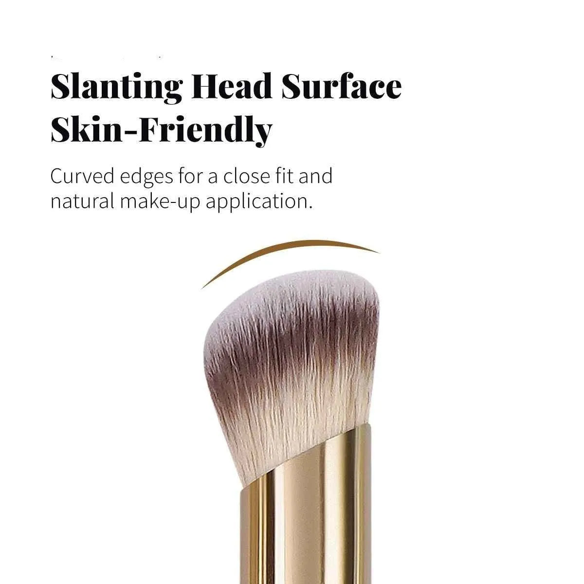 MAANGE 5-piece angled makeup brush set with apricot handles and synthetic bristles