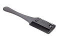 Pet razor comb for dogs and cats with built-in trimming blade and spare blades.