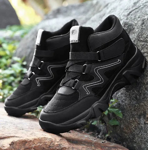 Men's classic casual trainer shoe available in black, blue, brown, and grey colour options.