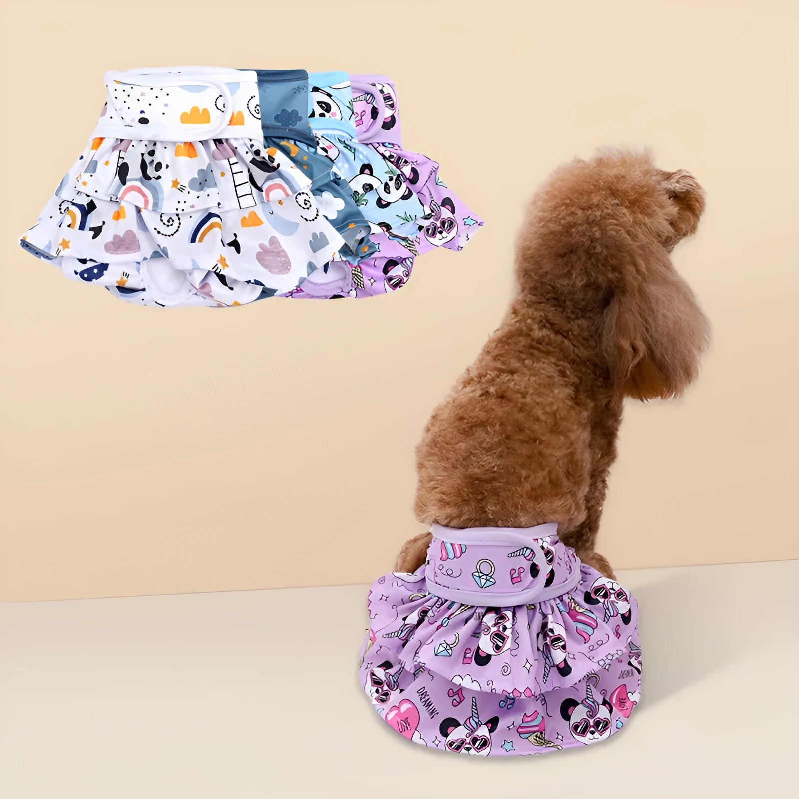 Home Washable Dog Safety Pants menstrual pet physical pant for female dogs polyester purple panda