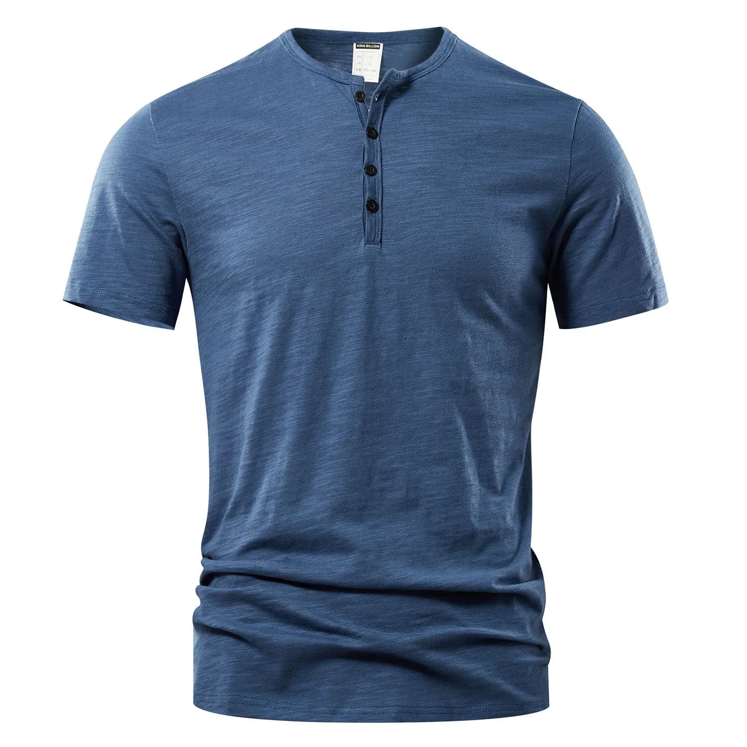 Men's slub cotton casual short sleeve T-shirt in solid colour British style pullover