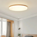 Japanese minimalist wood and acrylic LED ceiling lamp showing three size options