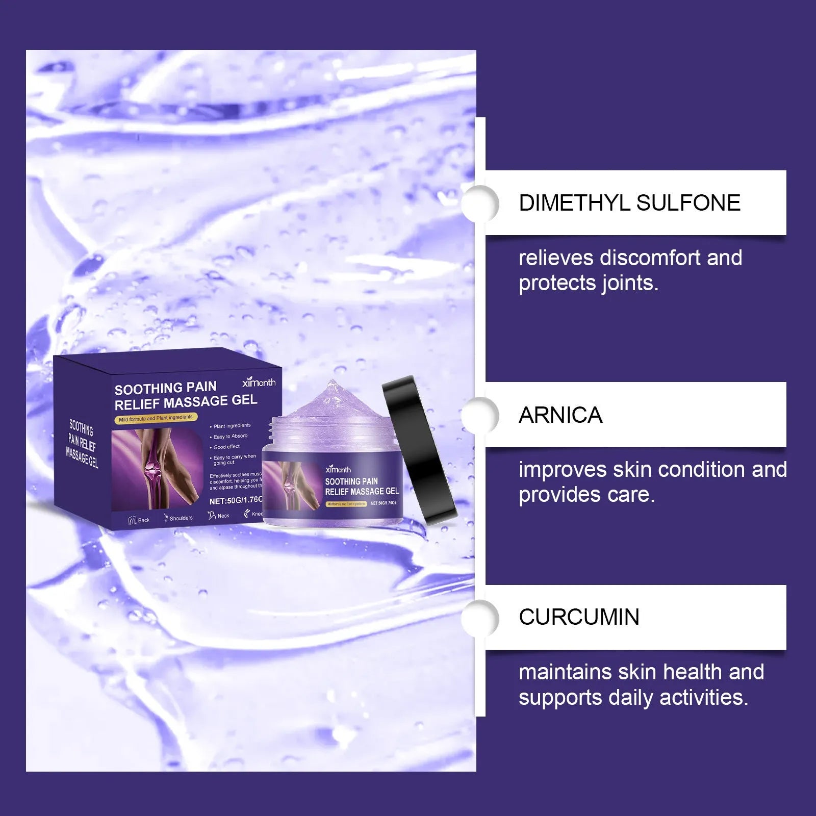 50g tube of joint care gel with applicator for muscle and joint pain relief