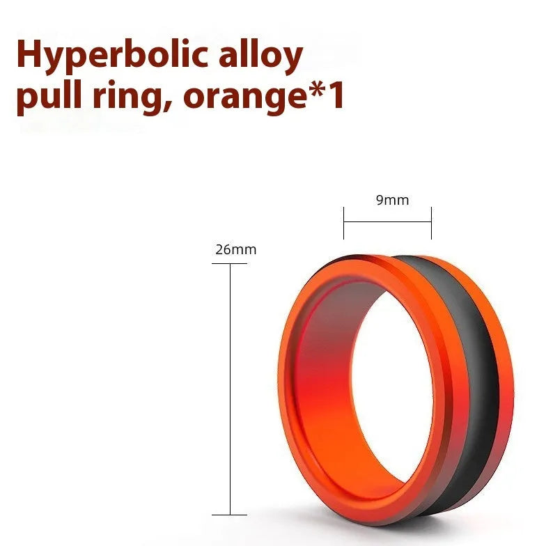 Silver and orange alloy fishing hand guard pull loop tool with a non-slip grip.